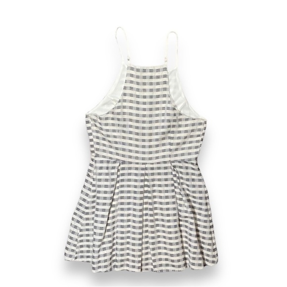 Anthropologie Paper Crane High Neck Mini Dress Plaid Black White Spaghetti Strap - Picture 3 of 4